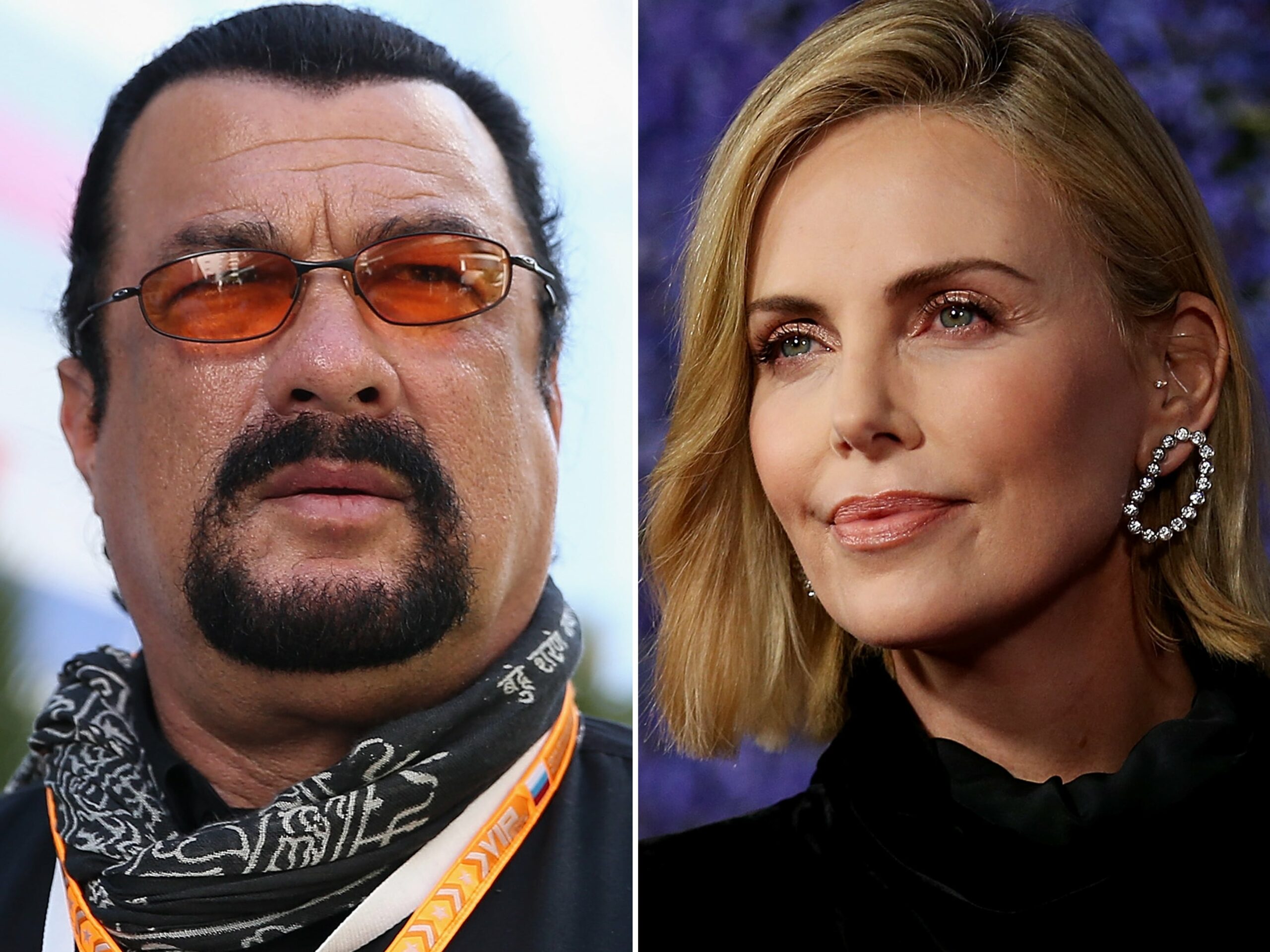 Charlize Theron calls Steven Seagal “overweight” and “not very nice to women.”