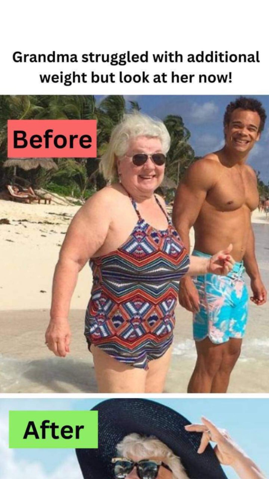 Grandma struggled with additional weight but look at her now!