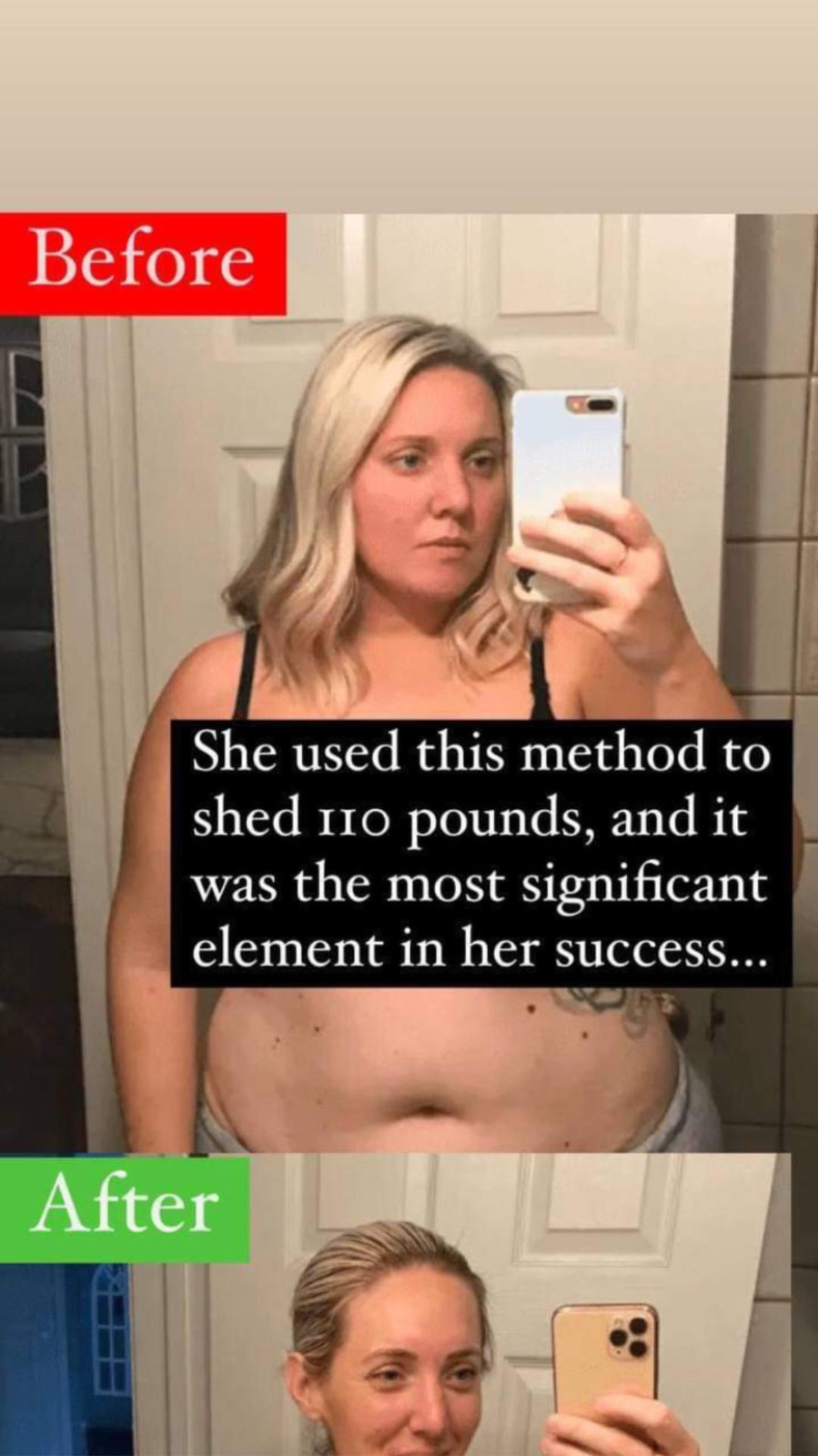 She used this method to shed 110 pounds, and it was the most significant element in her success…