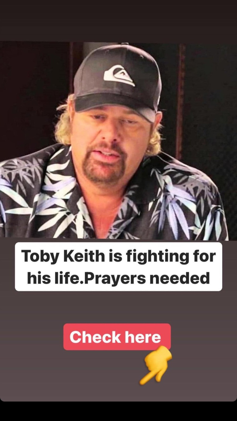 Toby Keith is fighting for his life.Prayers needed