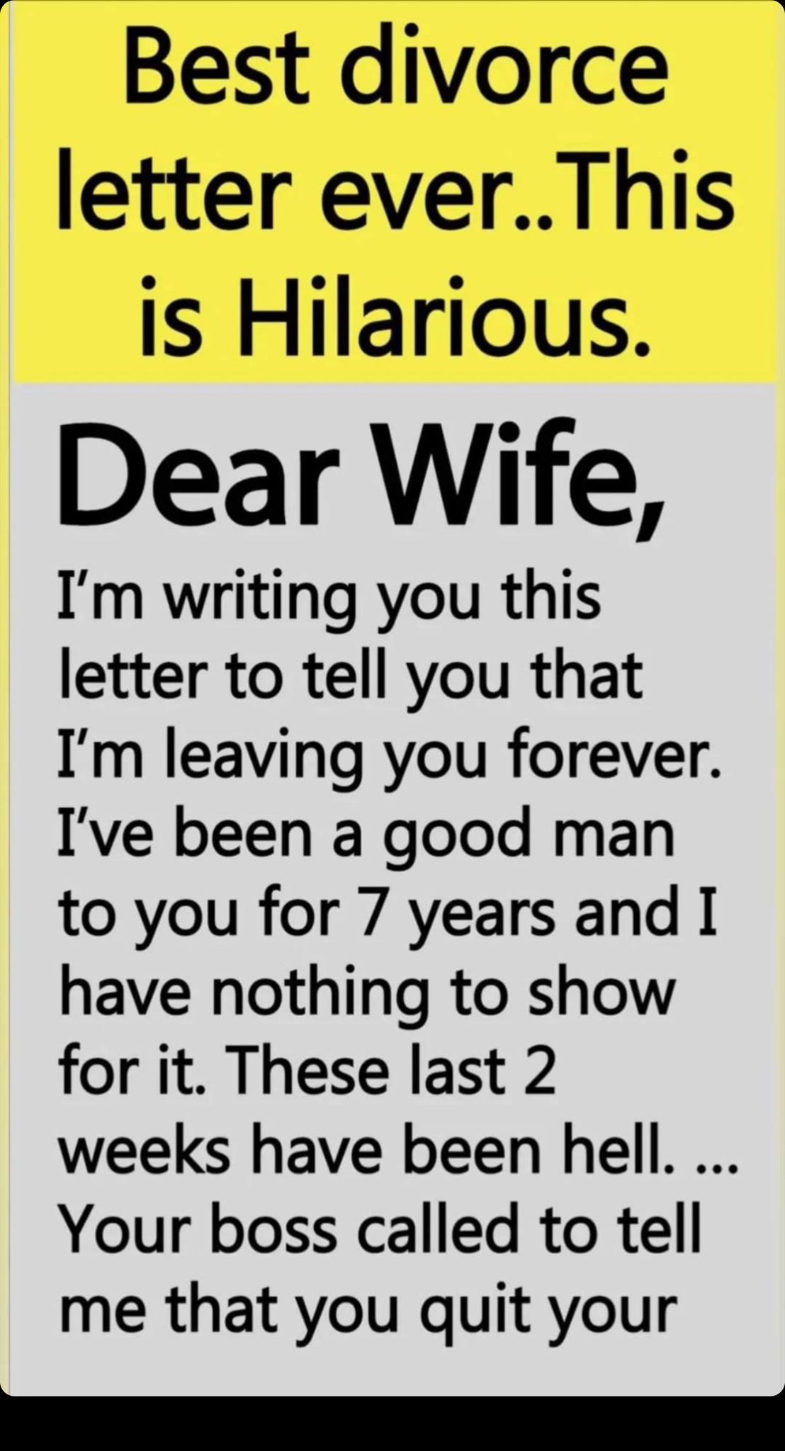 Best Divorce Letter Ever