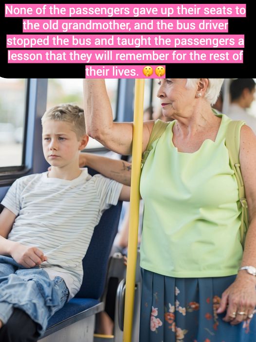 The old lady tried to get on the bus, but the passengers did not allow her. The bus driver taught a lesson to all the passengers