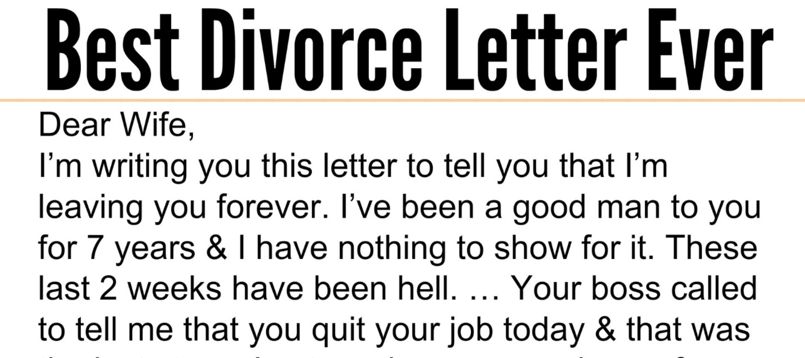 Best Divorce Letter Ever