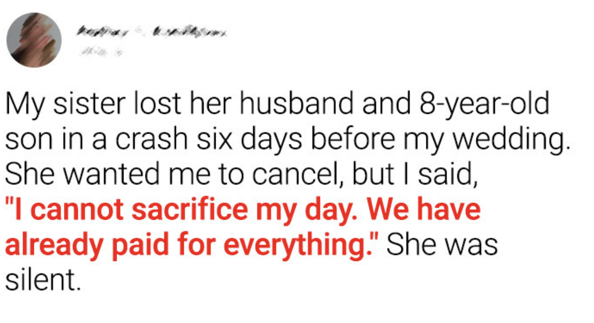 I Refused to Cancel My Wedding Because of a Family Tragedy